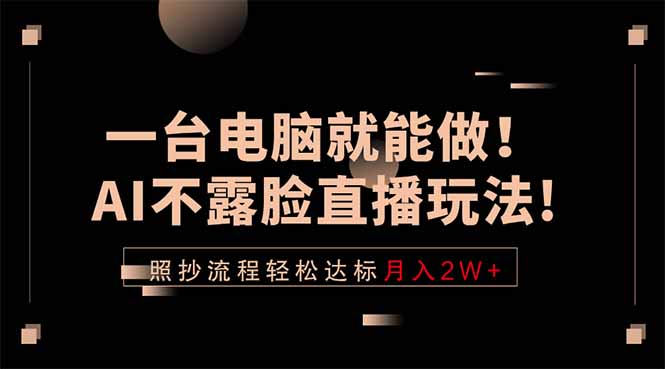 (18472期)一台电脑就能做!AI不露脸直播玩法,照抄流程轻松达标月入2W+-网赚副业网