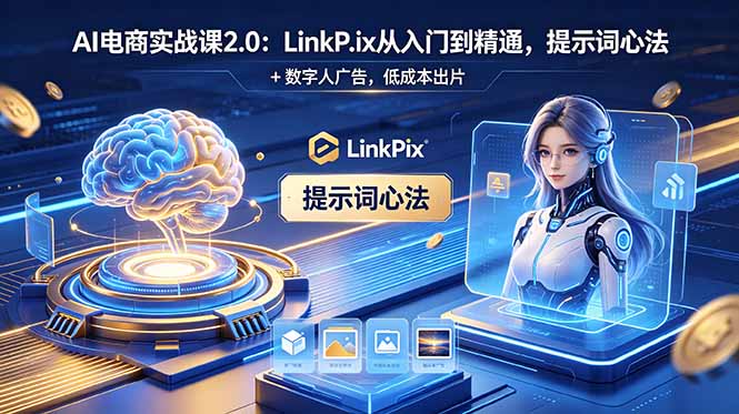 (18655期)AI 电商实战课2.0|LinkPix 从入门到精通,提示词心法 + 数字人广告,低成本出片-网赚副业网