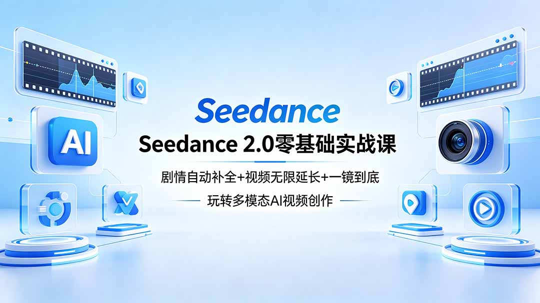 （18312期）Seedance 2.0零基础实战课：剧情自动补全+视频无限延长+一镜到底：玩转多模态AI视频创作-网赚副业网