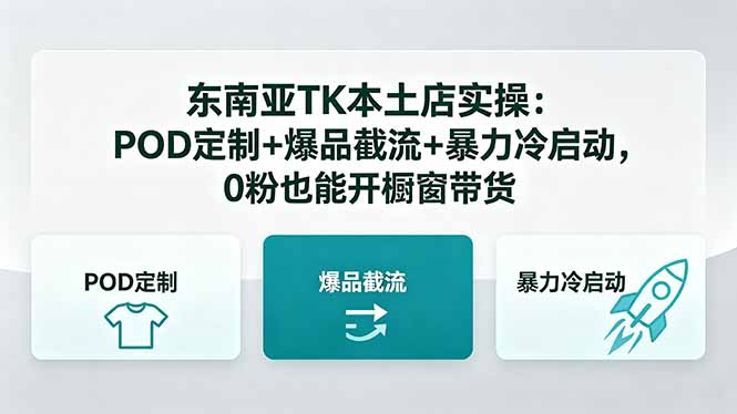 （18381期）东南亚TK本土店实操：POD定制+爆品截流+暴力冷启动，0粉也能开橱窗带货-网赚副业网