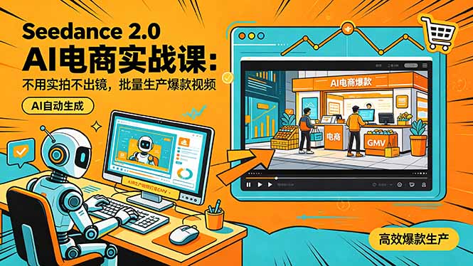 (18433期)Seedance 2.0 AI电商实战课:不用实拍不出镜,批量生产爆款视频打爆GMV-网赚副业网