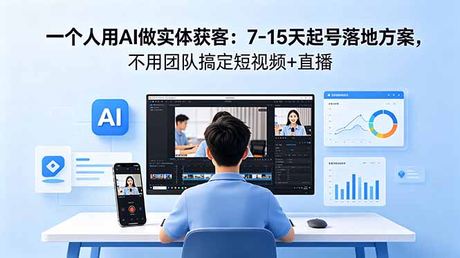 (18432期)一个人用AI做实体获客:7-15天起号落地方案,不用团队搞定短视频+直播-网赚副业网