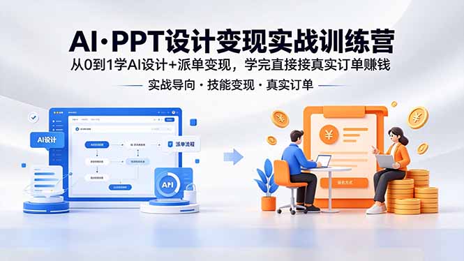 (18458期)AI·PPT设计变现实战训练营,从0到1学AI设计+派单变现,学完直接接真实订单赚钱-网赚副业网