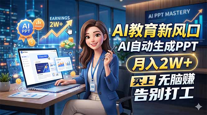 (18330期)AI教育新风口,AI自动生成PPT,月入2W+,无脑赚,告别打工-网赚副业网
