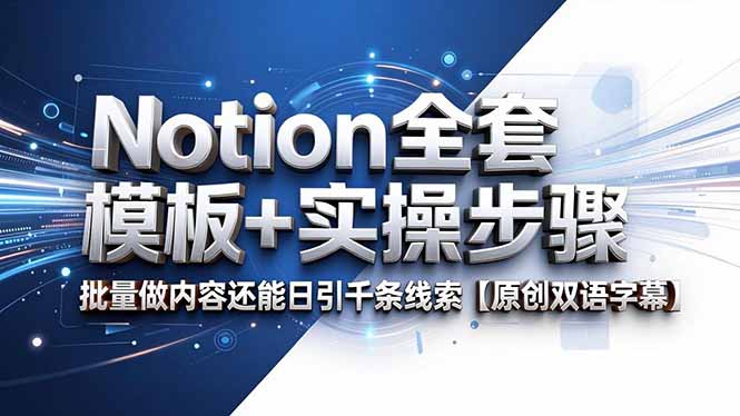 (18657期)Notion全套模板+实操步骤,批量做内容还能日引千条线索【原创双语字幕】-网赚副业网