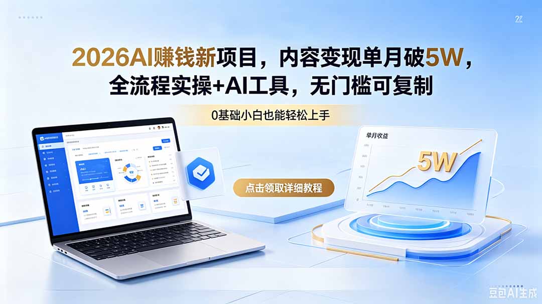 (18476期)2026AI赚钱新项目,内容变现单月破5W,全流程实操+AI工具,无门槛可复制-网赚副业网