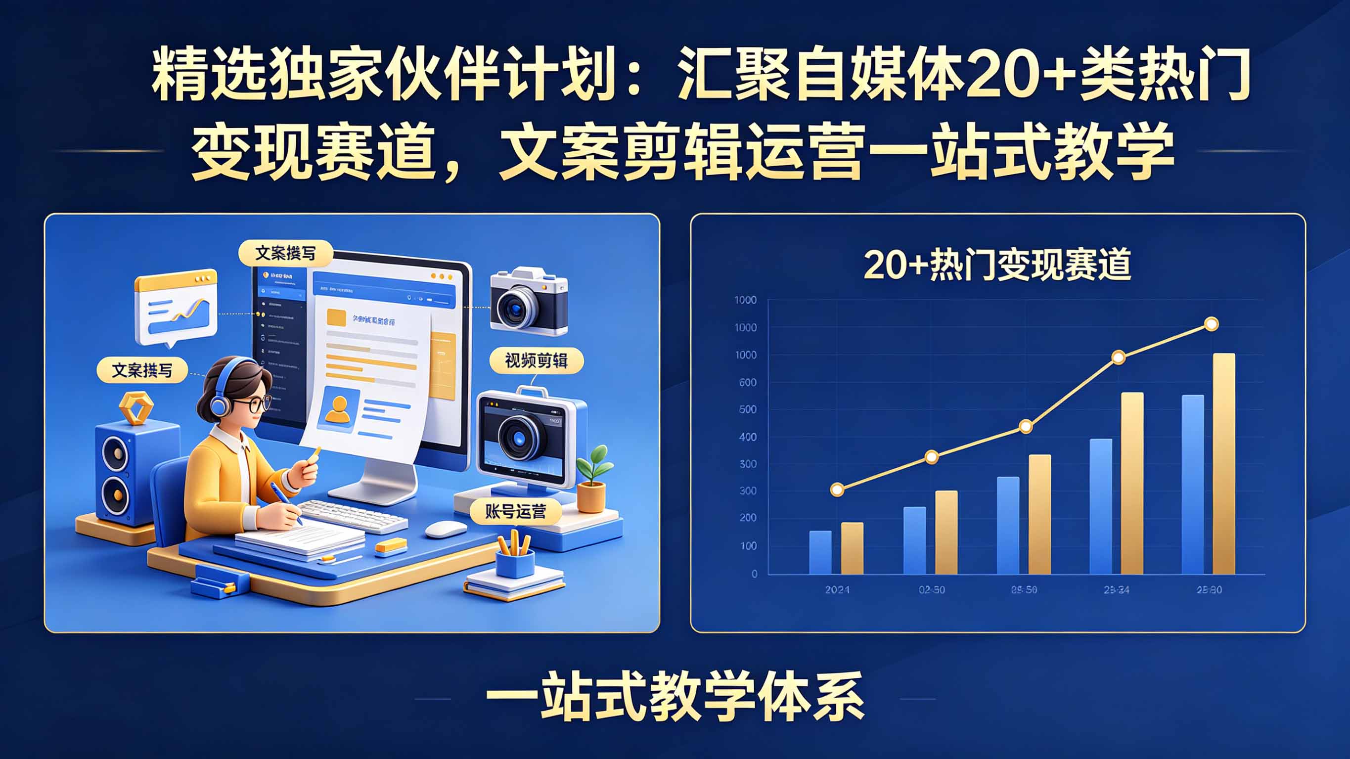 (18478期)精选独家伙伴计划:汇聚自媒体20+类热门变现赛道,文案剪辑运营一站式教学-网赚副业网