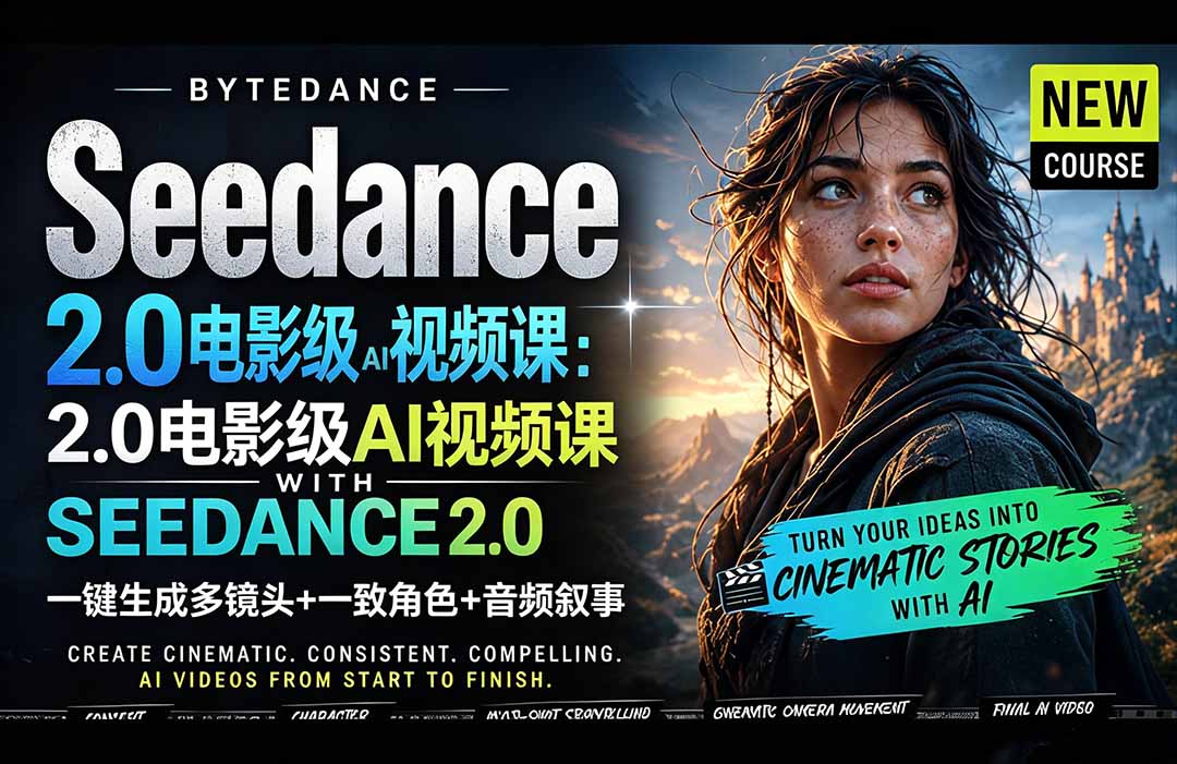 (18415期)Seedance 2.0电影级AI视频课:一键生成多镜头+一致角色+音频叙事-网赚副业网