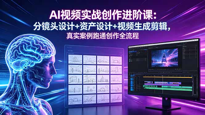 (18596期)AI视频实战创作进阶课:分镜头设计+资产设计+视频生成剪辑,真实案例跑通创作全流程-网赚副业网