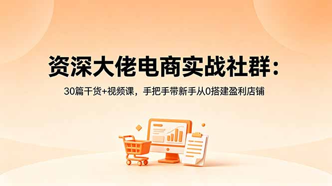 (18529期)资深大佬电商实战社群:30篇干货+视频课,手把手带新手从0搭建盈利店铺-网赚副业网