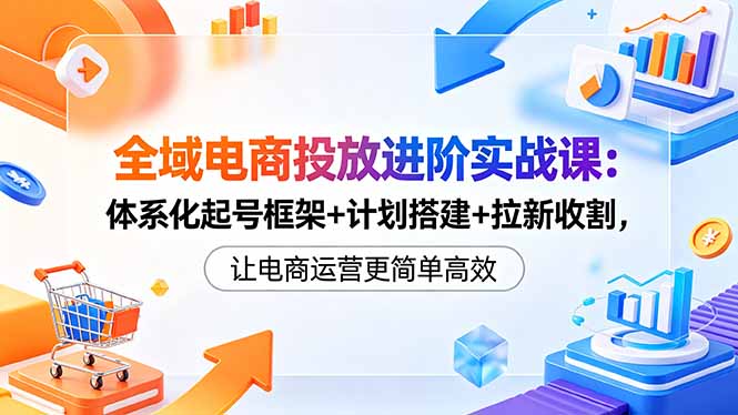 (18532期)全域电商投放进阶实战课:体系化起号框架+计划搭建+拉新收割,让电商运营更简单高效-网赚副业网