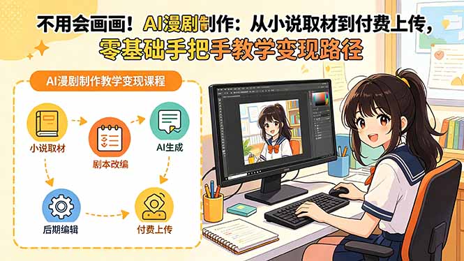 (18439期)不用会画画!AI漫剧制作:从小说取材到付费上传,零基础手把手教学变现路径-网赚副业网