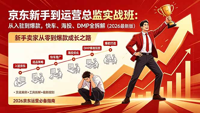 (18291期)京东新手到运营总监实战班:从入驻到爆款,快车、海投、DMP全拆解,2026最新版-网赚副业网