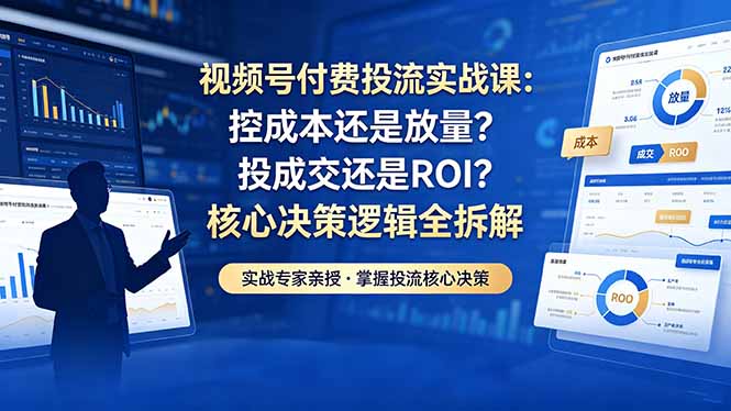 (18462期)视频号付费投流实战课-5月:控成本还是放量?投成交还是ROI?核心决策逻辑全拆解-网赚副业网