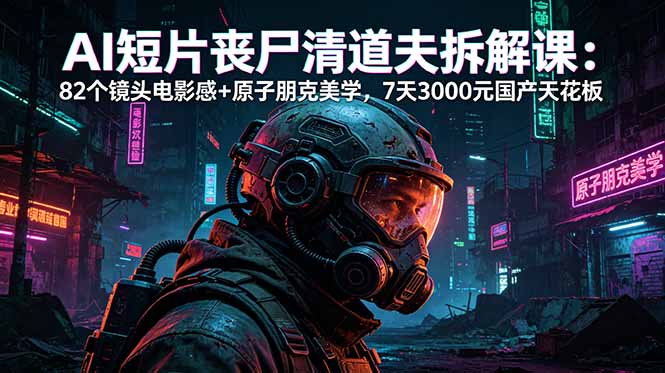 (18649期)AI短片《丧尸清道夫》拆解课:82个镜头电影感+原子朋克美学,7天3000元国产天花板-网赚副业网