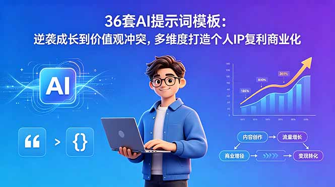 (18630期)36套AI提示词模板:逆袭成长到价值观冲突,多维度打造个人IP复利商业化-网赚副业网