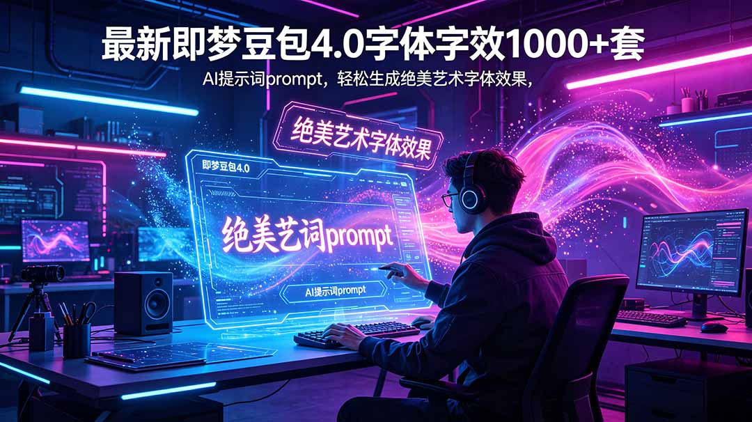 (18650期)最新即梦豆包4.0字体字效1000+套,AI提示词prompt,轻松生成绝美艺术字体效果-网赚副业网