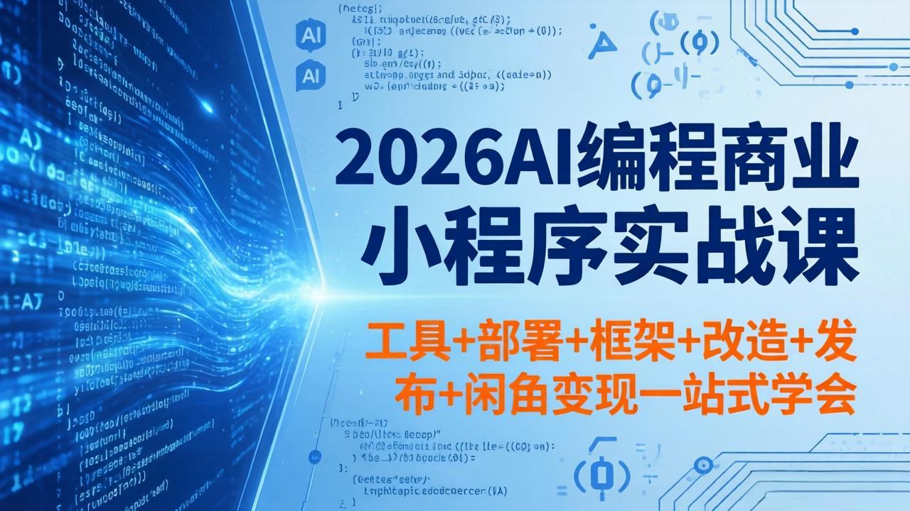 (18293期)2026AI编程商业小程序实战课,工具+部署+框架+改造+发布+闲鱼变现一站式学会-网赚副业网