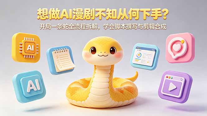 （18550期）想做AI漫剧不知从何下手？开局一条蛇全流程拆解，学会脚本撰写与剪辑合成-网赚副业网