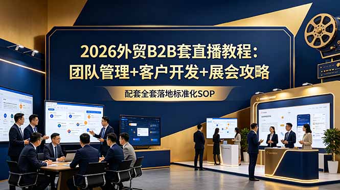 (18994期)2026外贸B2B套直播教程:团队管理+客户开发+展会攻略,配套全套落地标准化SOP-网赚副业网