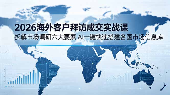 (18992期)2026海外客户拜访成交实战课:拆解市场调研六大要素,AI一键快速搭建各国市场信息库-网赚副业网