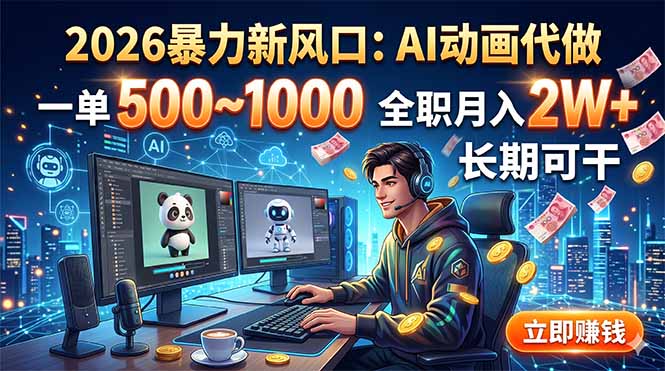 （18993期）2026暴力新风口：AI动画代做，一单500~1000，全职月入2W+，长期可干-网赚副业网