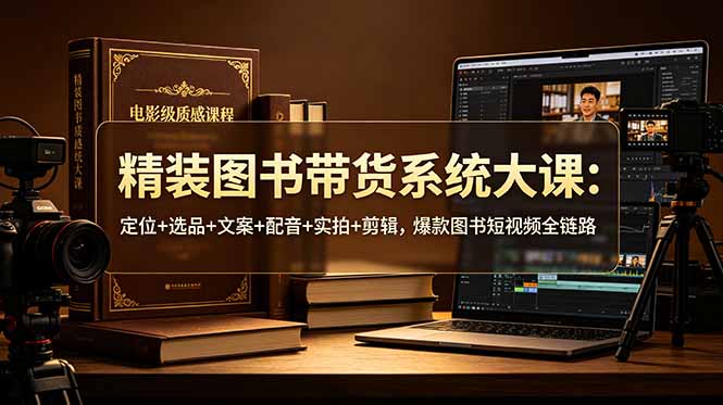 (19007期)精装图书带货系统大课:定位+选品+文案+配音+实拍+剪辑,爆款图书短视频全链路-网赚副业网