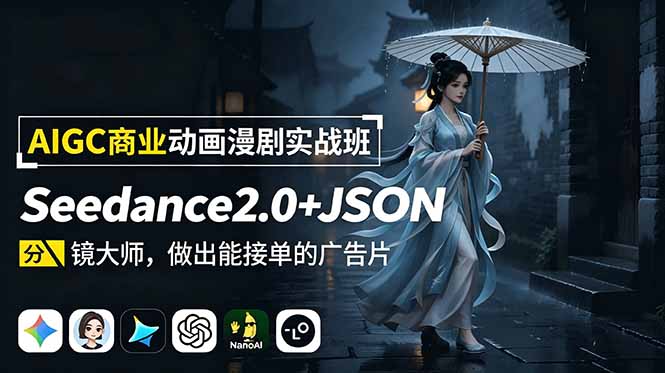 (18849期)AIGC商业动画漫剧实战班:Seedance2.0+JSON分镜大师,做出能接单的广告片-网赚副业网