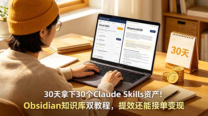 (18886期)30天拿下30个Claude Skills资产!Obsidian知识库双教程,提效还能接单变现-网赚副业网