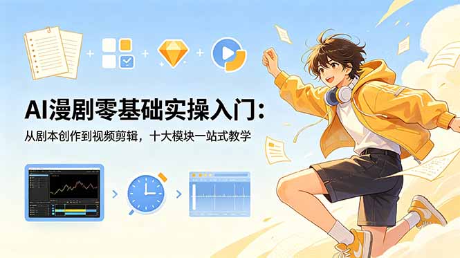 (18812期)AI漫剧零基础实操入门:从剧本创作到视频剪辑,十大模块一站式教学-网赚副业网