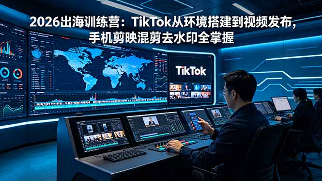 (18875期)2026出海训练营:TikTok从环境搭建到视频发布,手机剪映混剪去水印全掌握-网赚副业网