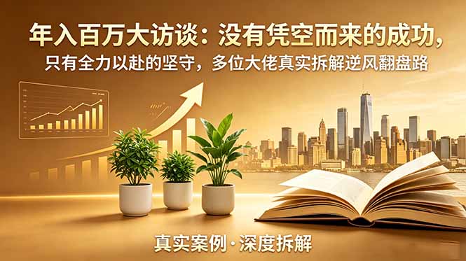 (19099期)年入百万大访谈-更新:没有凭空而来的成功,只有全力以赴的坚守,多位大佬真实拆解逆风翻盘路-网赚副业网