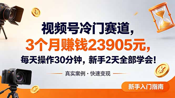 (18799期)视频号冷门赛道,3个月变现23905元,新手2天学会 每天操作30分钟!-网赚副业网