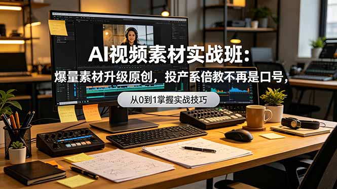 (19085期)AI视频素材实战班:爆量素材升级原创,投产翻倍不再是口号,0-1系统教学实战落地-网赚副业网