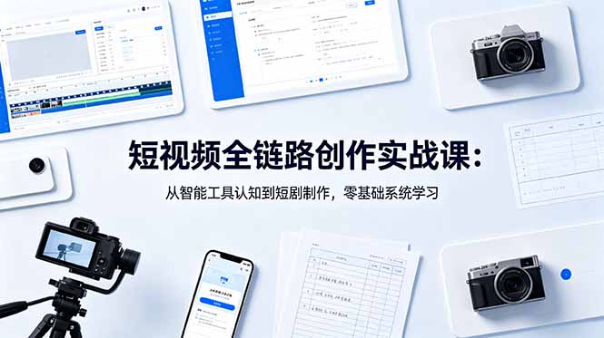 (18683期)短视频全链路创作实战课:从智能工具认知到短剧制作,零基础系统学习-网赚副业网