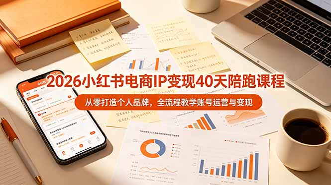 (19103期)2026小红书电商IP变现40天陪跑课程-11期,从零打造个人品牌,全流程教学账号运营与变现-网赚副业网