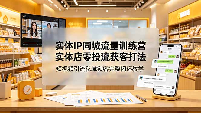 (18999期)实体IP同城流量训练营:实体店零投流获客打法,短视频引流私域锁客完整闭环教学-网赚副业网