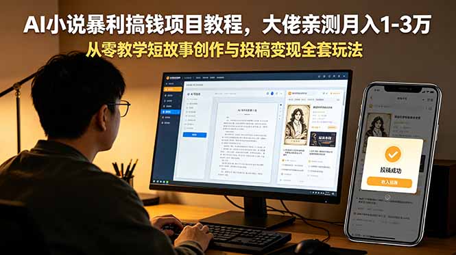 (18898期)AI小说暴利搞钱项目教程,大佬亲测月入1-3万,从零教学短故事创作与投稿变现全套玩法-网赚副业网