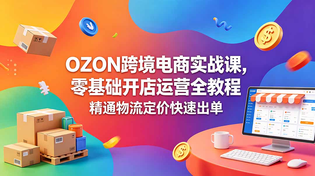 (18746期)OZON 跨境电商实战课,零基础开店运营全教程,精通物流定价快速出单-网赚副业网