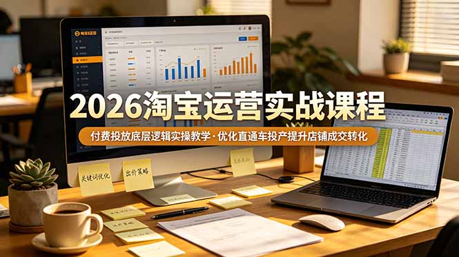 (19075期)2026 淘宝运营实战课程,付费投放底层逻辑实操教学,优化直通车投产提升店铺成交转化-网赚副业网