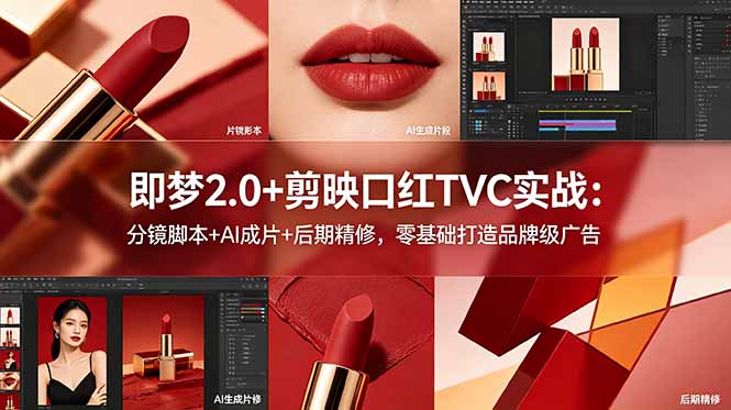(18729期)即梦2.0+剪映口红TVC实战:分镜脚本+AI成片+后期精修,零基础打造品牌级广告-网赚副业网