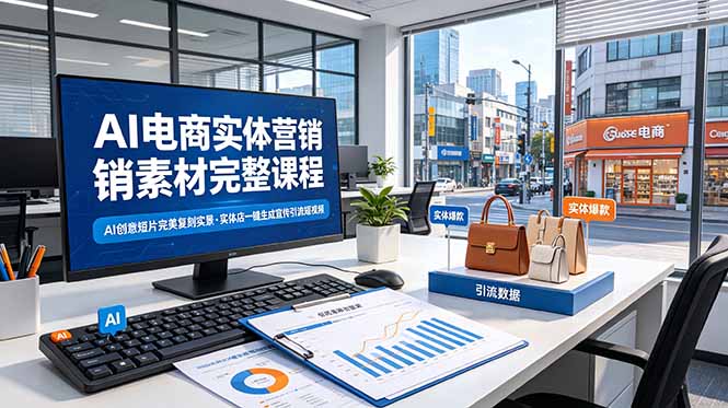(19076期)AI电商实体营销素材完整课程,AI创意短片完美复刻实景,实体店一键生成宣传引流短视频-网赚副业网