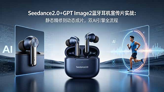 (18730期)Seedance2.0+GPT Image2蓝牙耳机宣传片实战:静态精修到动态成片,双AI引擎全流程-网赚副业网