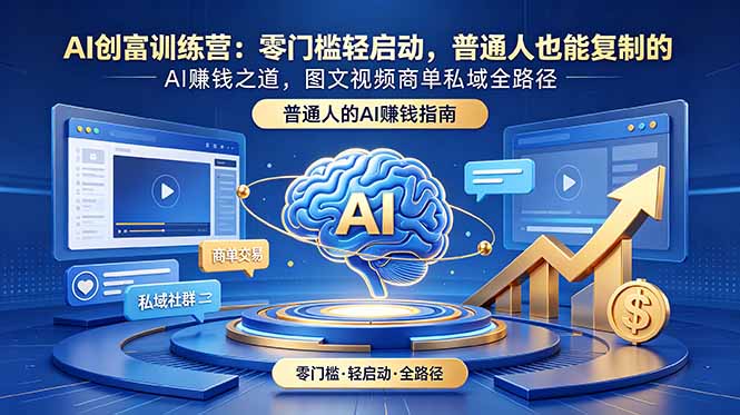 (18911期)AI创富训练营:零门槛轻启动,普通人也能复制的AI赚钱之道,图文视频商单私域全路径-网赚副业网
