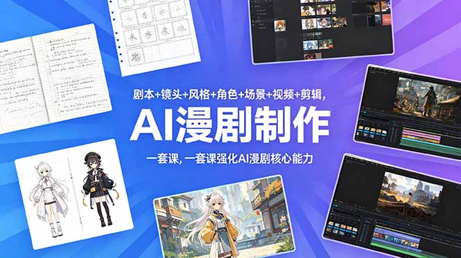 (18734期)剧本+镜头+风格+角色+场景+视频+剪辑,一套课强化AI漫剧核心能力-网赚副业网