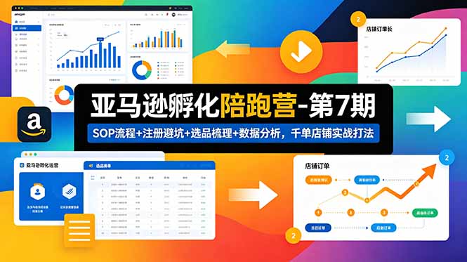 (18752期)亚马逊孵化陪跑营-第7期:SOP流程+注册避坑+选品梳理+数据分析,千单店铺实战打法-网赚副业网