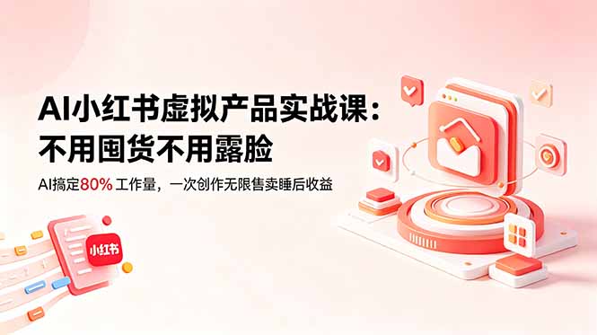 (18818期)AI小红书虚拟产品实战课-更新:不用囤货不用露脸,AI搞定80%工作量,一次创作无限售卖睡后收益-网赚副业网