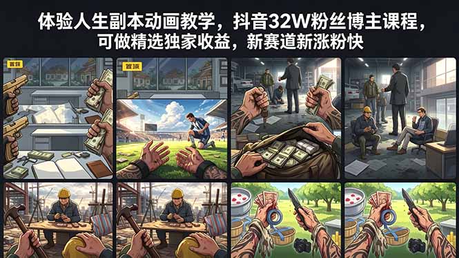 (18826期)体验人生副本动画教学, 抖音32W粉丝博主课程,可做精选独家收益,新赛道新涨粉快-网赚副业网