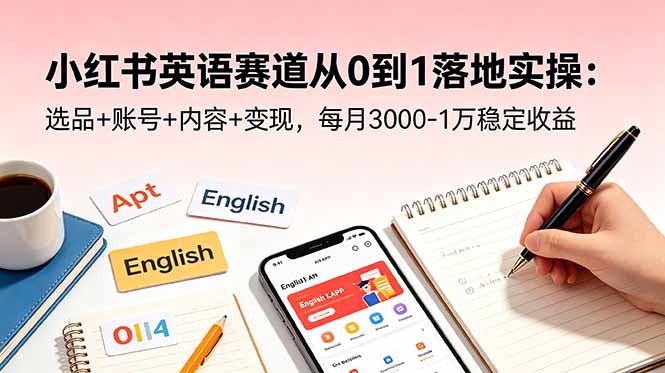 (18771期)小红书英语赛道从0到1落地实操:选品+账号+内容+变现,每月3000-1万稳定收益-网赚副业网