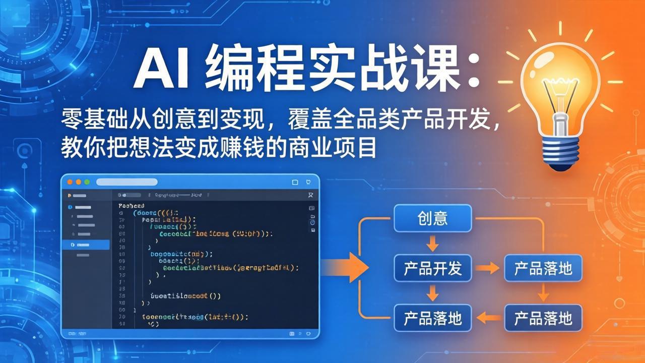 （18806期）AI编程实战课-第三期-6月更新：零基础从创意到变现，覆盖全品类产品开发，把想法变成赚钱项目-网赚副业网